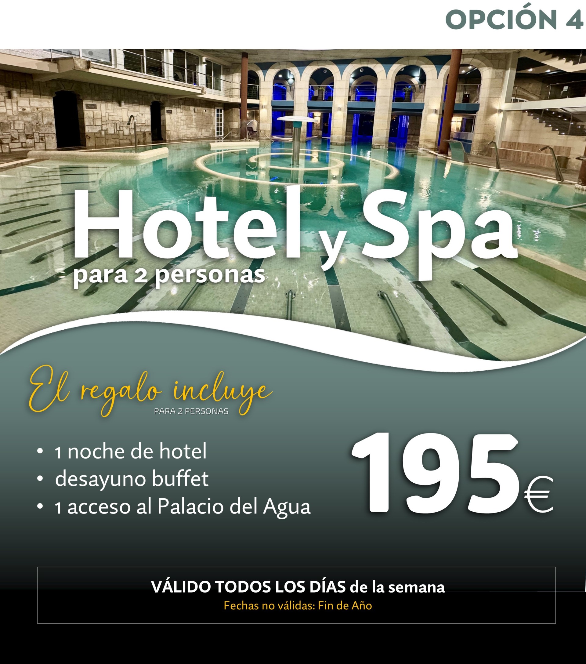 Hotel + Desayuno + Sesión 2 horas SPA Palacio del Agua (para 2 personas) - válido todos los días